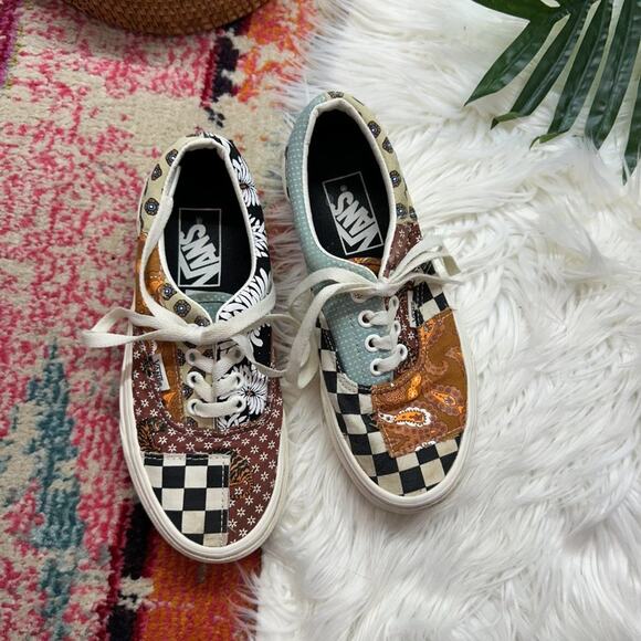 Vans Paisley Checkered Lace Up Low Top Tiger Patchwork Era Sneakers Shoes 5 - Picture 2 of 8